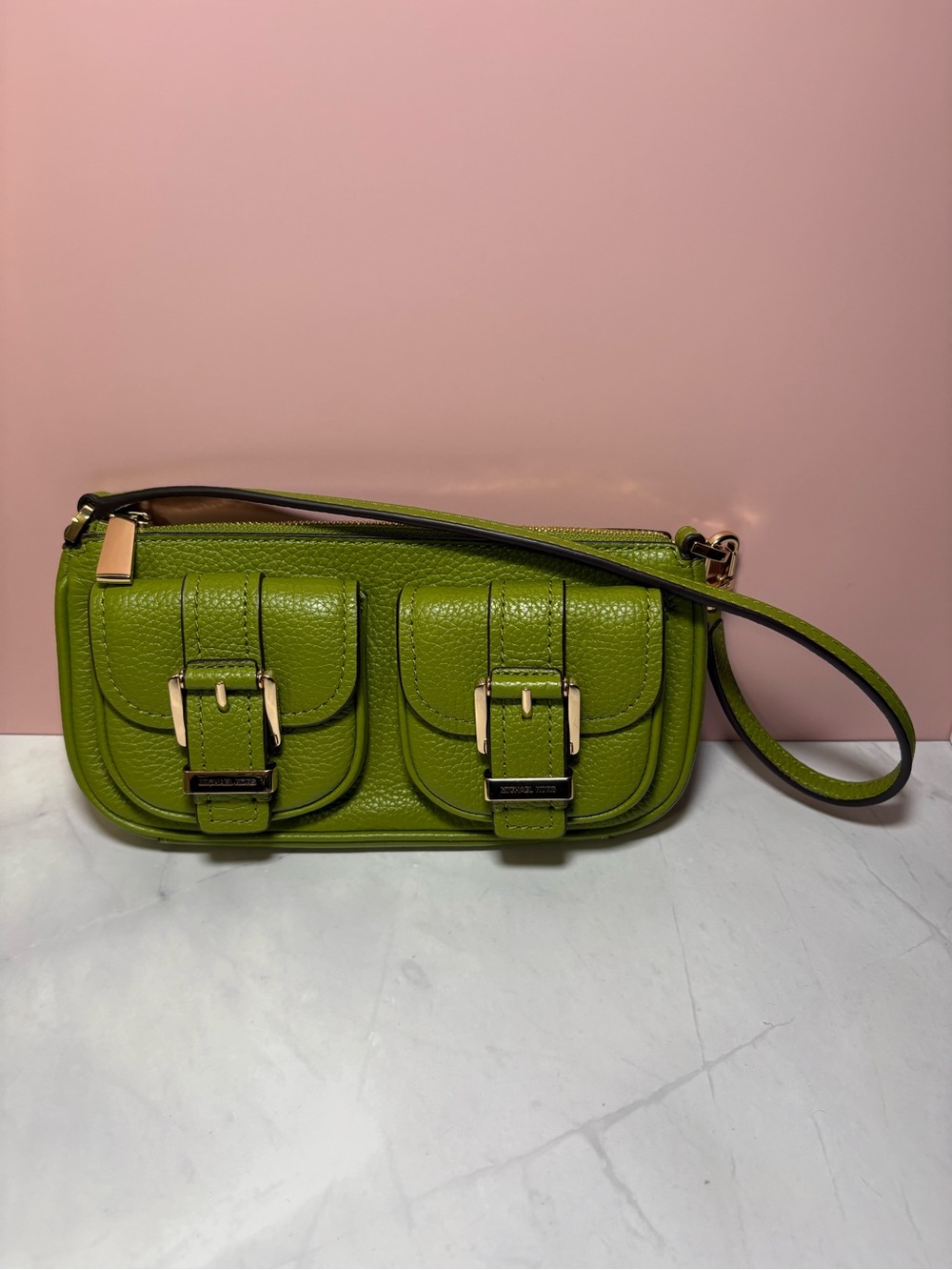 💚 Michael Kors Meadow Green Small Convertible Pouchette NWT